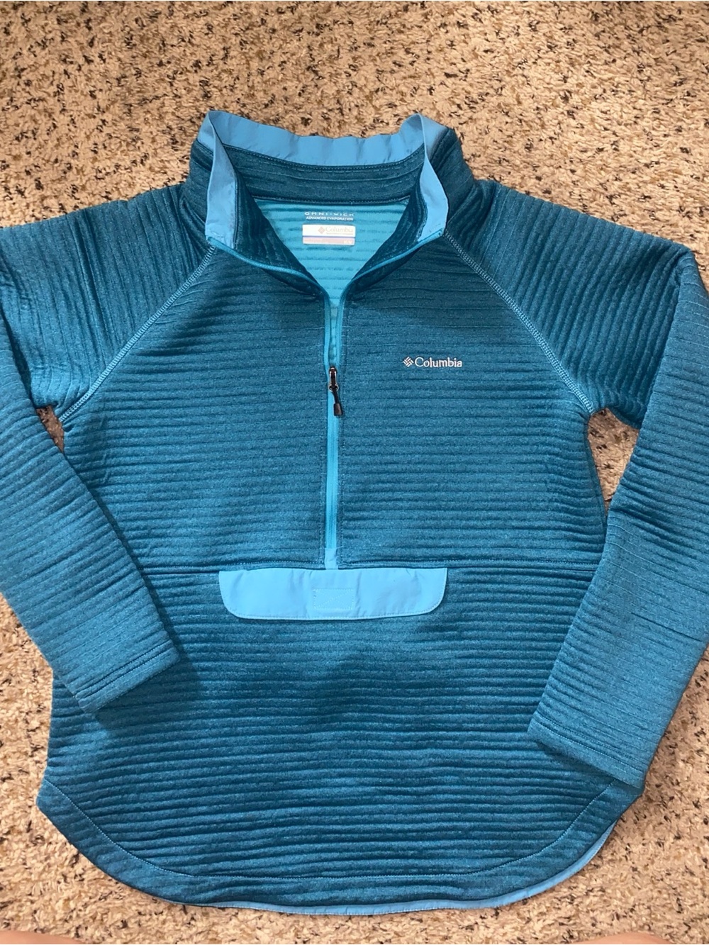 Columbia Women's Teal Half-Zip Ski Fleece Pullover - Picture 3 of 7